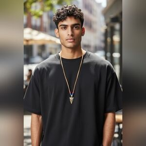 30"Turquoise/Coral Stone Inlay Arrowhead Southwestern Style Pendant Leather Cord